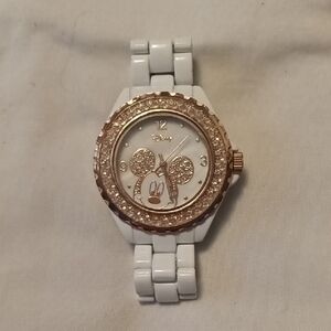 Disney Women's White and Gold Minnie Mouse Watch